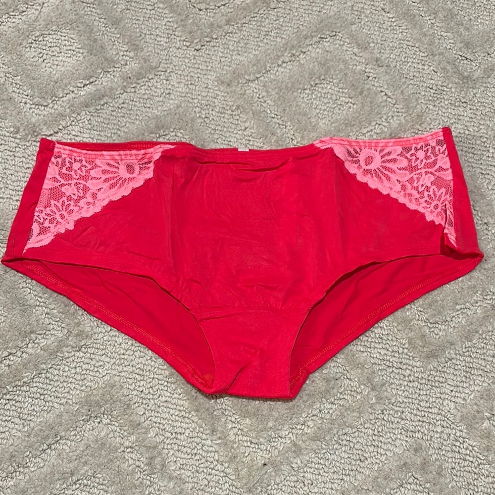 PINK Red and Pink Lace Trim Hiphuggers
